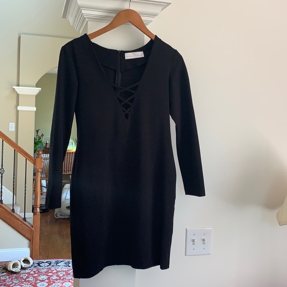 Amanda Uprichard Black Cross front Dress - Picture 1 of 3